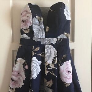 strapless floral dress